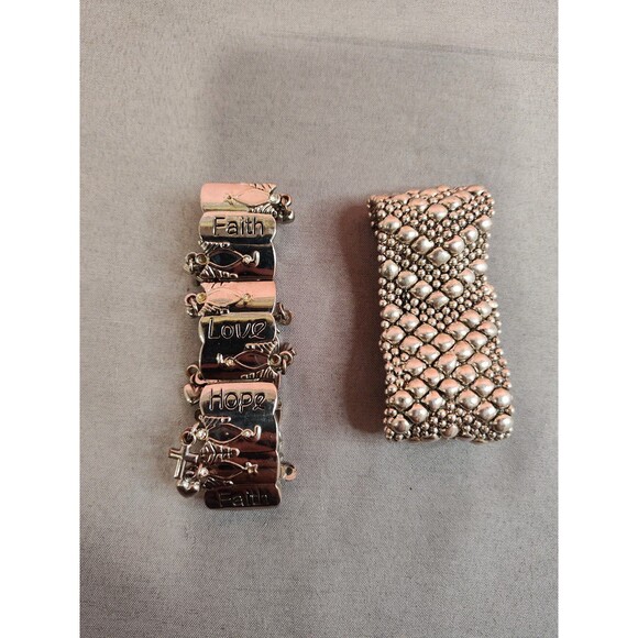 Women's Bundle of 2 Silver Tone Bracelets - Picture 2 of 5